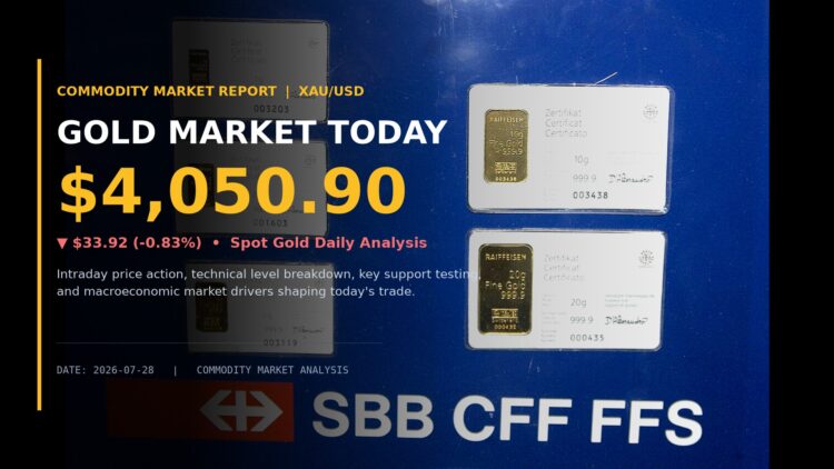 Gold price today cover image featuring 100g fine gold bullion bar and market price overlay